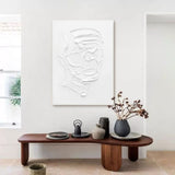 BIG White 3D Abstract Art 3D Plaster Art On Canvas White Textured Wall Art White Minimalist Painting