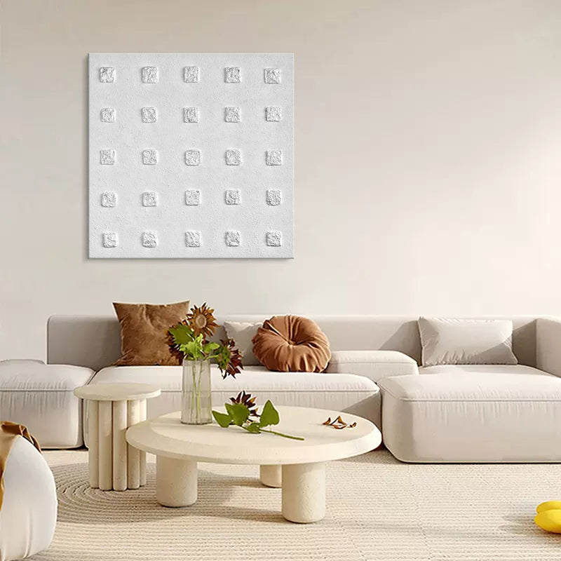 3D White Abstract Canvas Art Textured Wall Art White Abstract Oil Painting Minimalist Textured Art Canvas