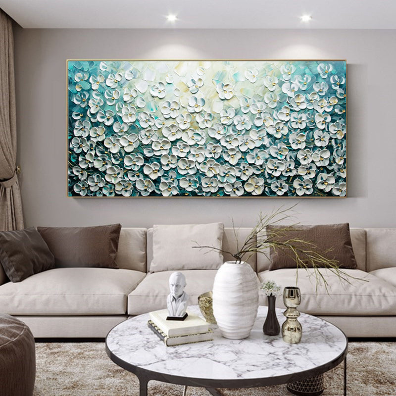 ArtbyHannah 24x48 inch Colorful Flower Large Canvas Painting Wall Art, Hand  Painted Oil Painting 3D Textured Wall Decor for Living Room, Ready to Hang  