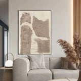 Beige and gray 3D minimalist painting Beige and gray textured abstract painting Wabi-sabi wall art