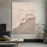 Beige and Gray 3D Abstract Painting 3D Plaster Art WabiSabi Wall Art Heavy Textured Acrylic Painting