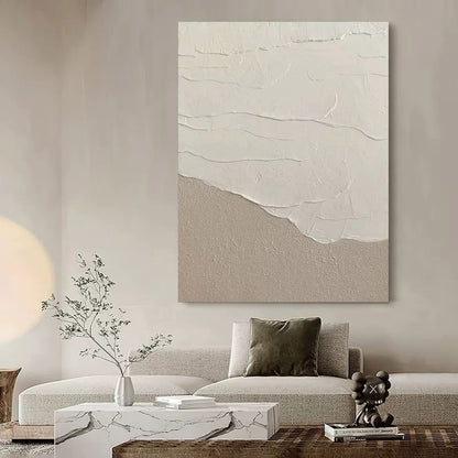 Large Gray 3D Abstract Painting Wabi-Sabi Wall Art Gray Minimalist Canvas Art Textured Wall Painting