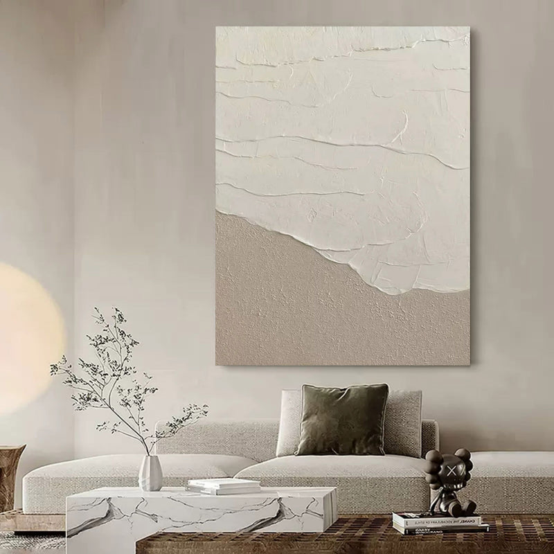 Large Gray 3D Abstract Painting Wabi-Sabi Wall Art Gray Minimalist Canvas Art Textured Wall Painting
