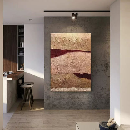 Large Brown 3D Minimalist abstract Art Brown 3D Texture Painting Wabi-Sabi Wall Art 3D Plaster Art