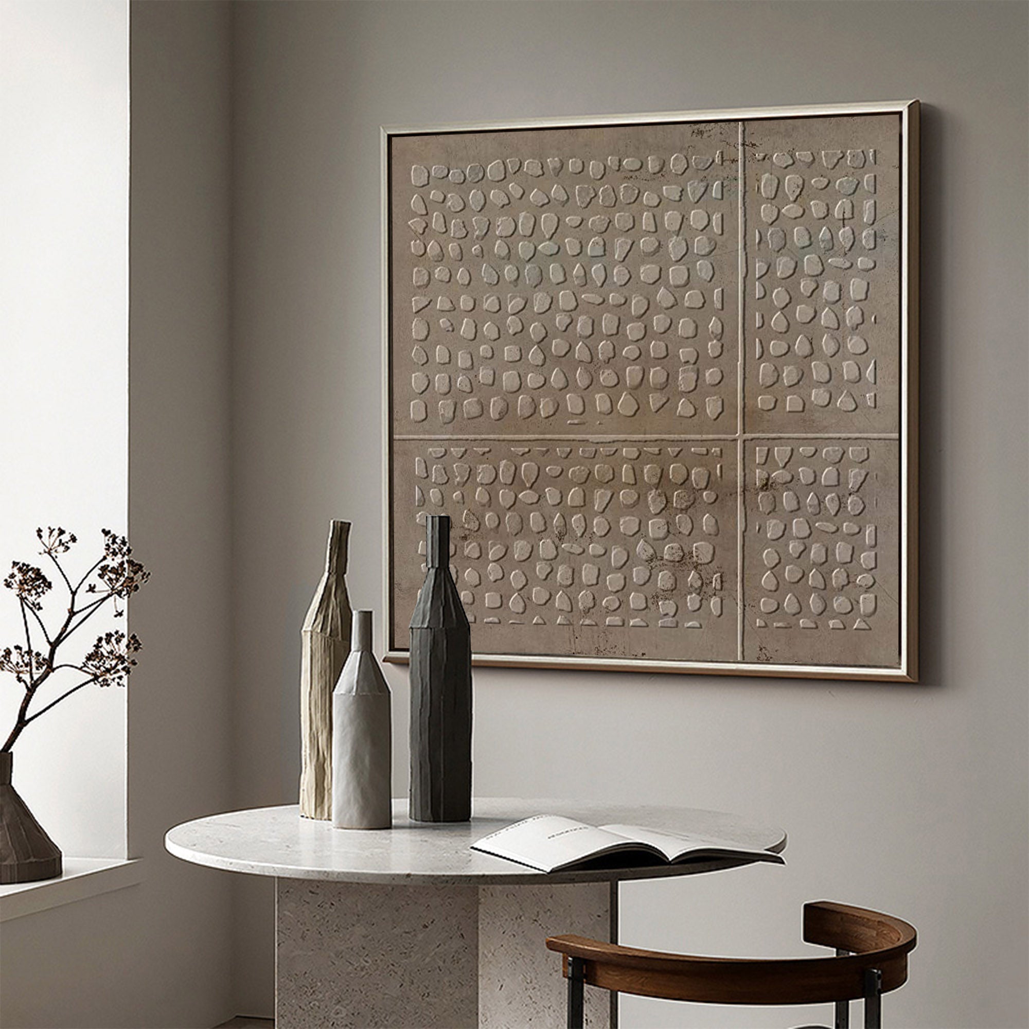 3D heavy texture brown wall art a pair brown abstract art canvas brown minimalist painting Wabi-Sabi Wall Art