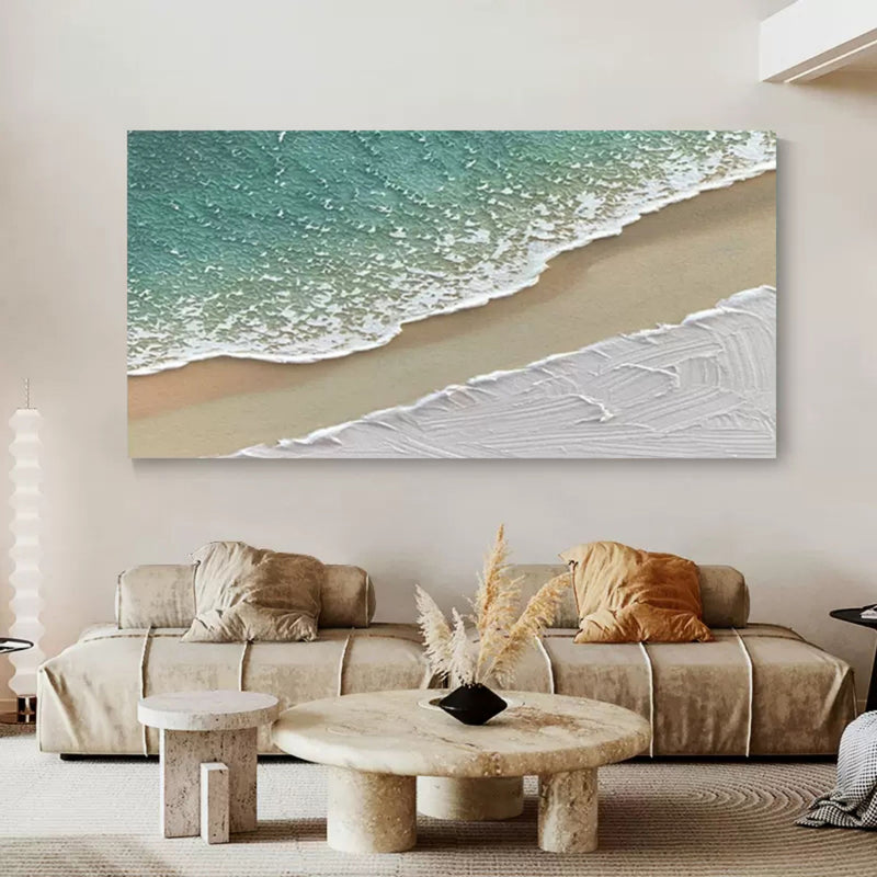 Large 3D Ocean Waves Canvas Painting Large 3D Ocean Waves Wall Art 3D Plaster Art Minimalist Art