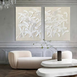Set of 2 3D Beige Art Canvas Abstract Beige Oil Painting Set of 2 Beige Textured Wall Art Set of 2