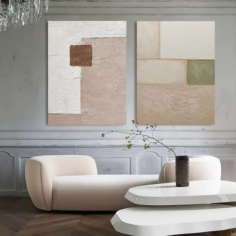 Gray 3D abstract painting set of 2 Wabisabi wall decor painting set of 2 Gray minimalist art set of 2