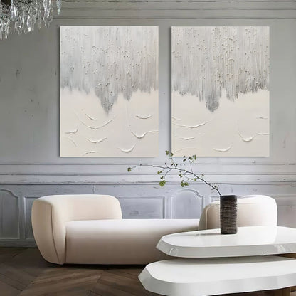 Gray 3D Minimalist Canvas Art Set of 2 Textured Wall Art Wabi-Sabi Wall Decor Paintings Set of 2