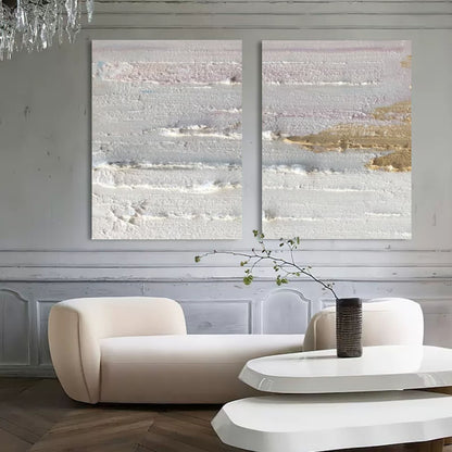 Gray and White 3D Abstract Art Set of 2 Wabi-Sabi Wall Art Minimalist Art Textured Wall Painting