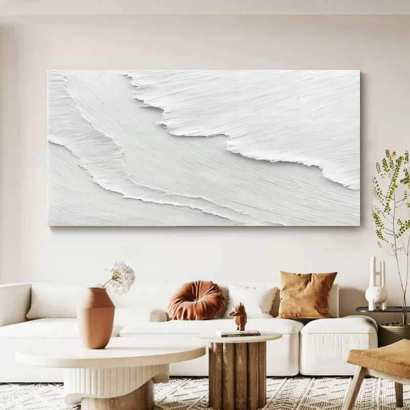 Oversized White 3D Abstract Art Plaster Wall Art 3D Textured Wall Art Living Room Wall Painting