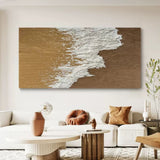 Large 3D Brown Abstract Painting Large 3D Minimalist Art Large Brown Textured Wall Art Wabi-Sabi Art