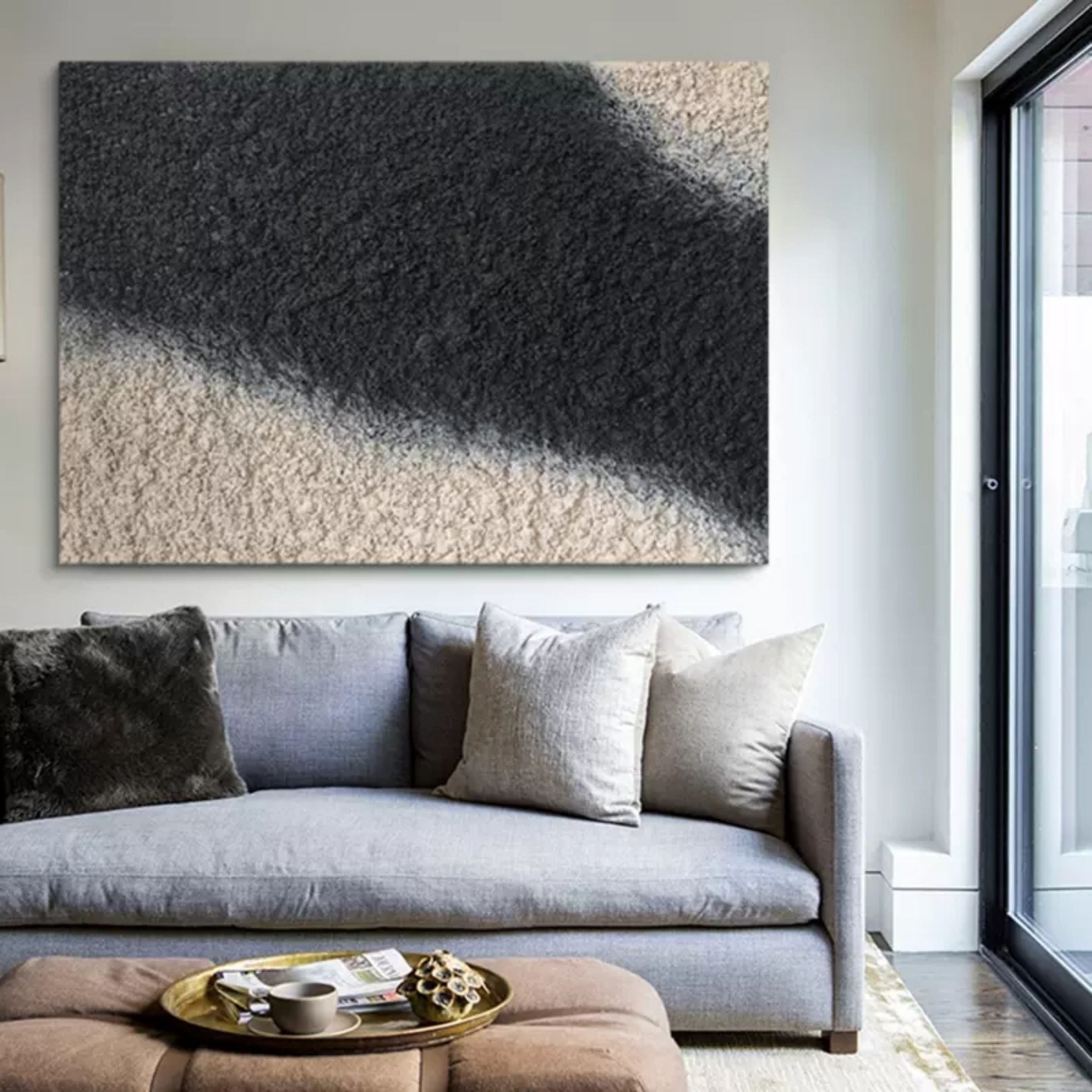 Large Black 3D Abstract Art Large Black 3D Minimalist Abstract Painting Black Textured Wall Art