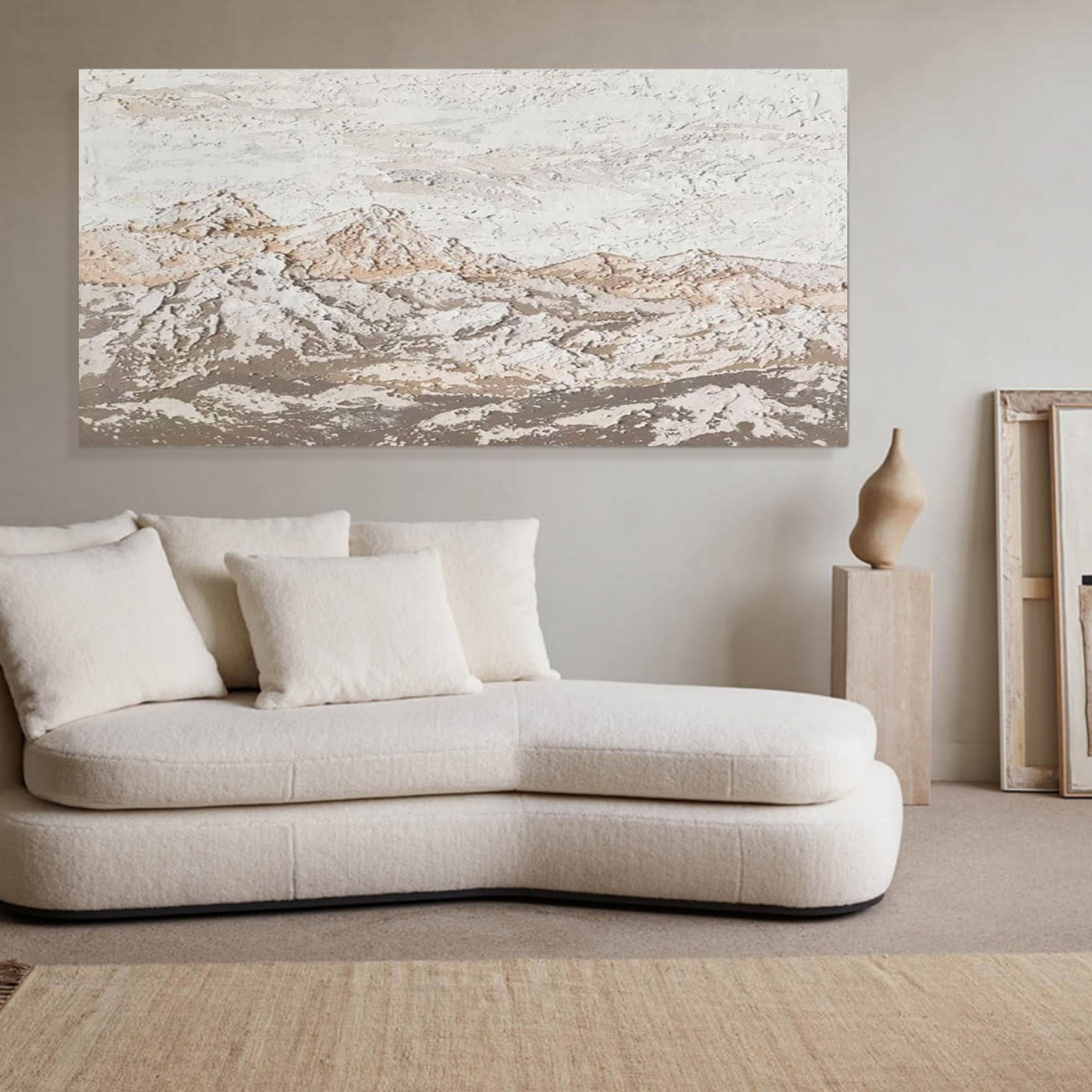 Large Gray 3D Abstract Painting Gray Textured Wall Art Wabi-Sabi Decorating Ideas