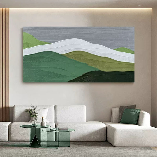 Large 3D Plaster Art Large 3D Green Abstract Painting Large 3D Green Textured Wall Art Minimalist Art