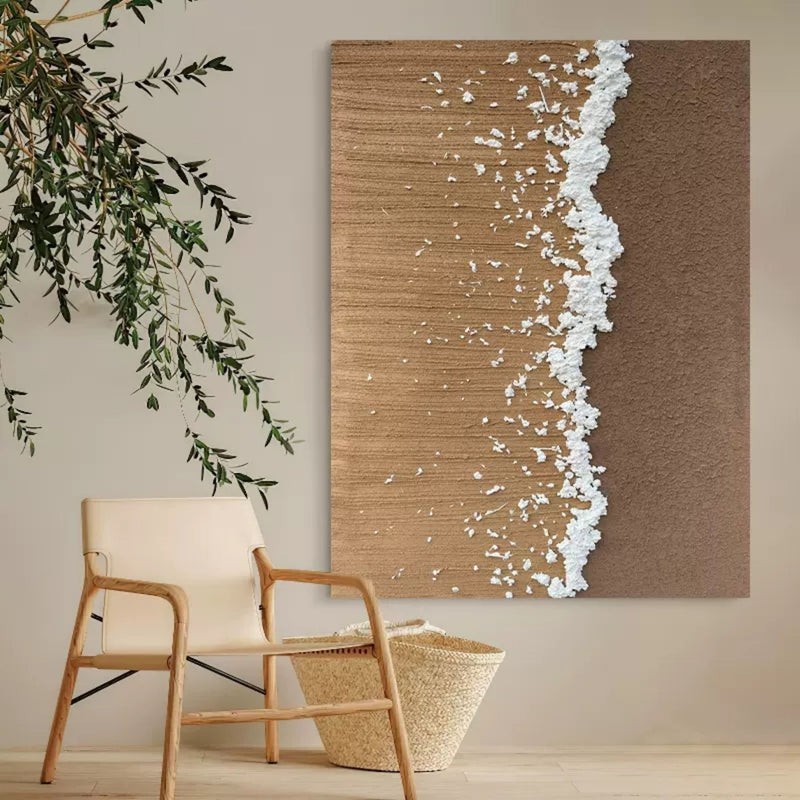 Large wabi-sabi abstract painting Large brown 3D textured wall art Large brown minimalist paintings