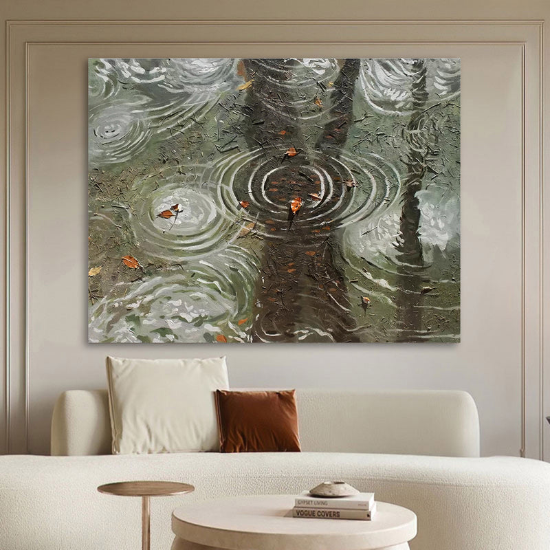 Large Green 3D Landscape Art Wabi Sabi Oil Painting Large Landscape 3D Texture Wall Painting