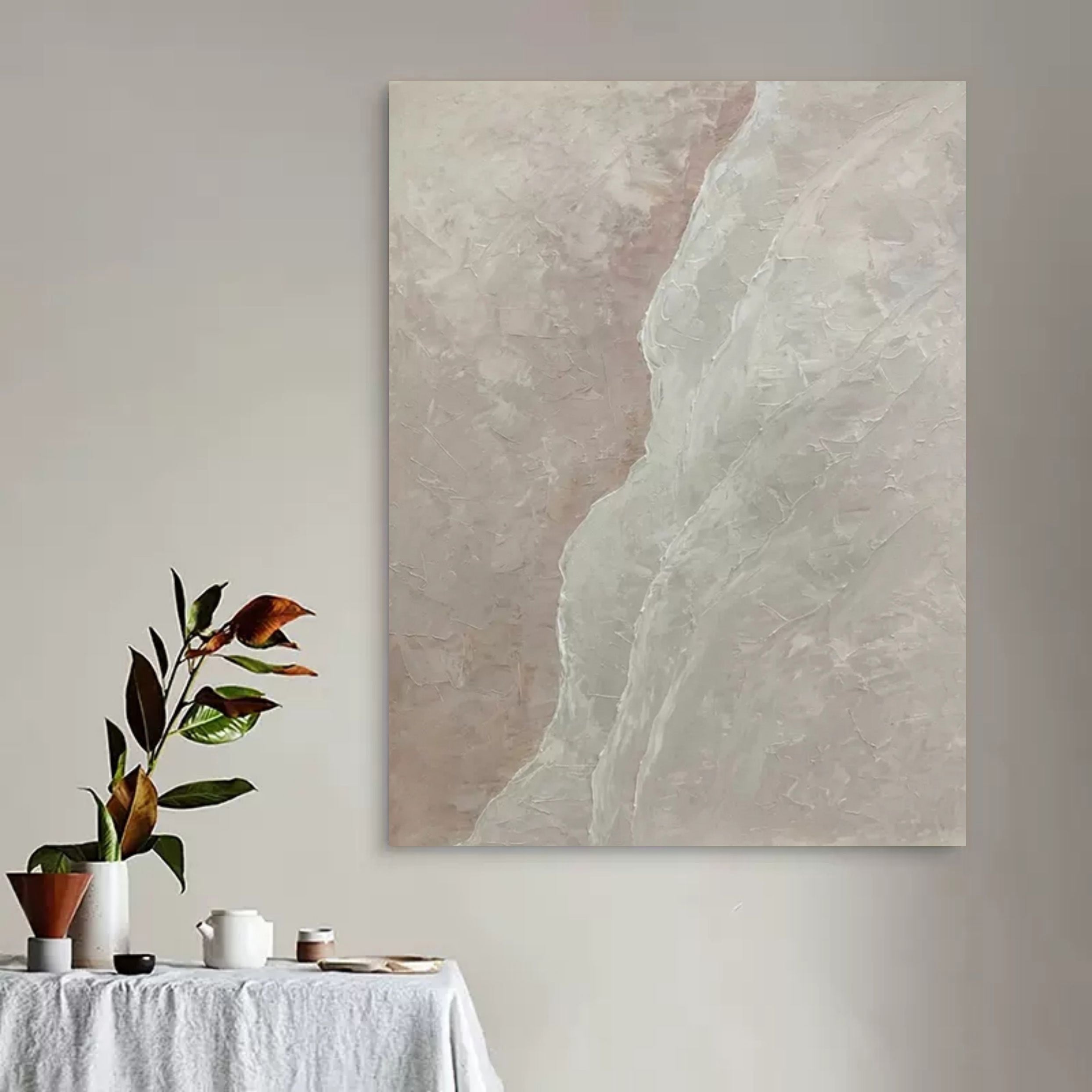 Large gray 3D abstract painting 3D Plaster  Wall art Gray textured wall decor hanging paintings