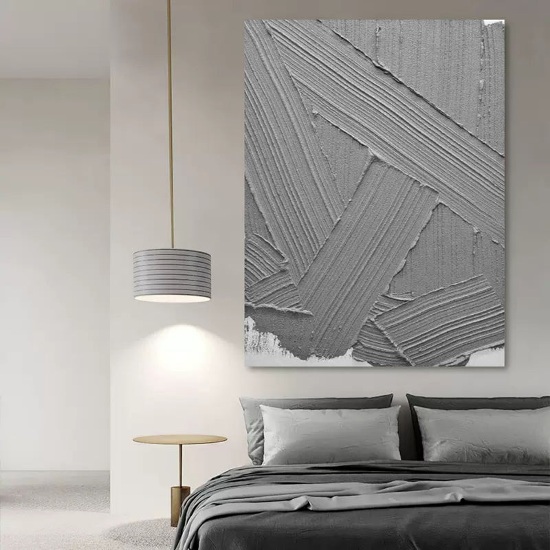 Large Gray 3D Abstract Art Gray 3D Plaster Art Textured Wall Art Gray Minimalist Wall Decor Painting