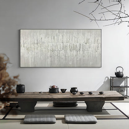 Oversized Gray 3D Abstract Canvas Painting Minimalist Art 3D Plaster Art Gray Textured Wall Painting