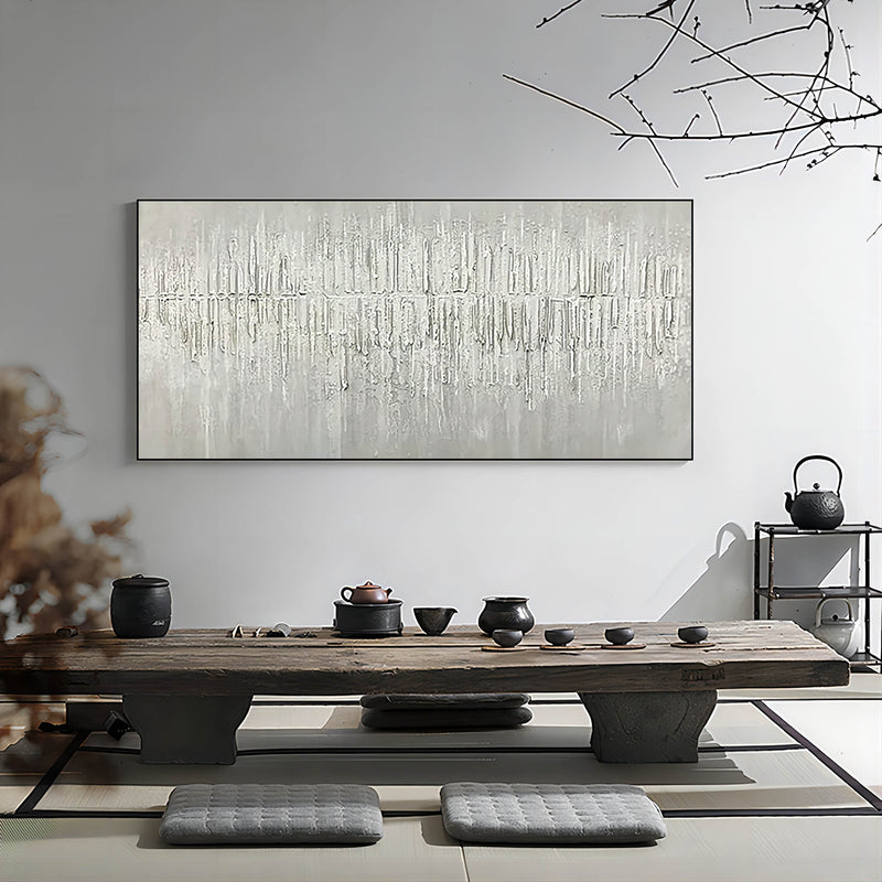 Oversized Gray 3D Abstract Canvas Painting Minimalist Art 3D Plaster Art Gray Textured Wall Painting