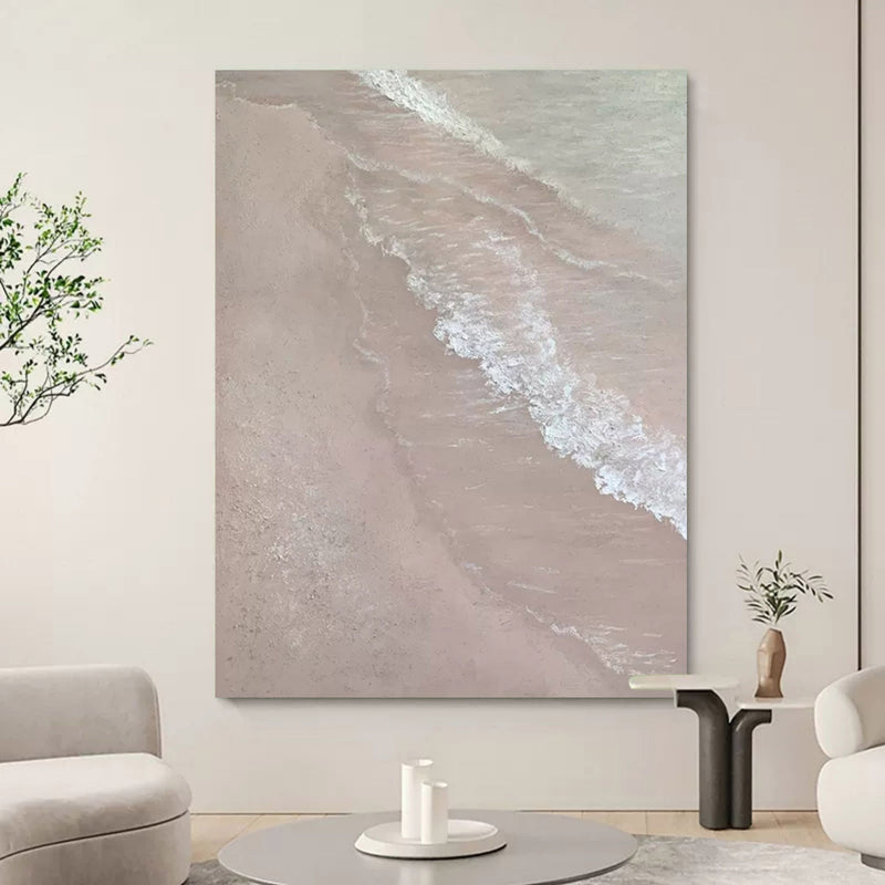 Large 3D Sea Painting WabiSabi Wall Decor Gray Minimalist Canvas Art Textured Wall Art gray painting