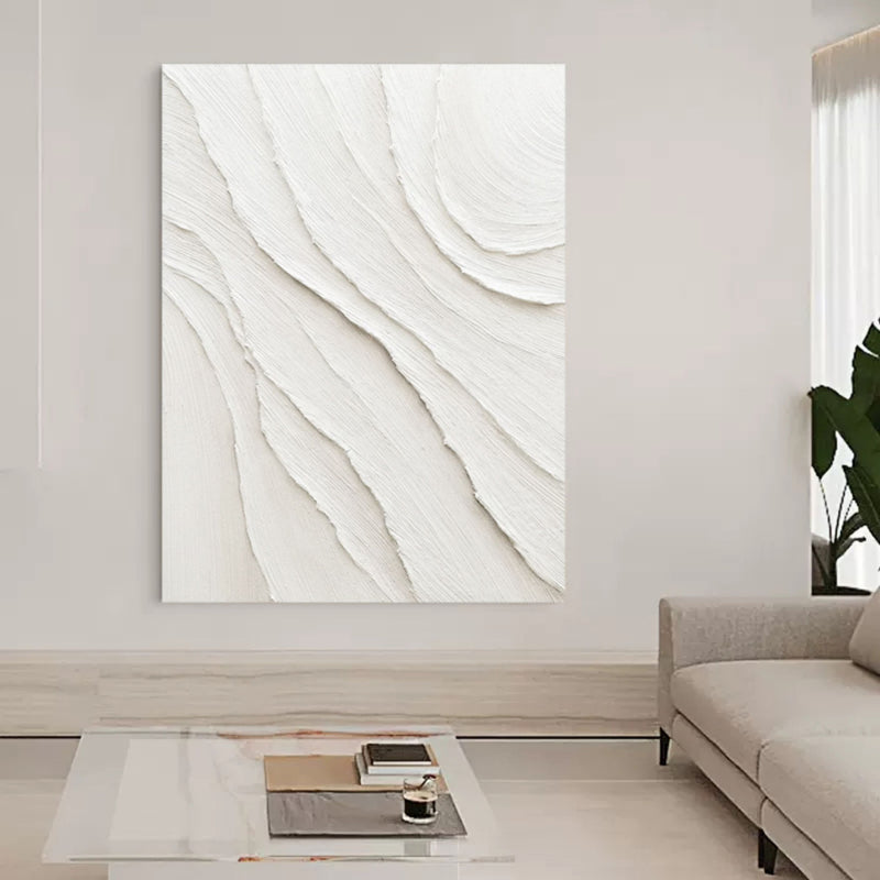 Large White 3D Abstract Art Plaster Wall Art Minimalist Art Textured Acrylic Canvas Painting on sale