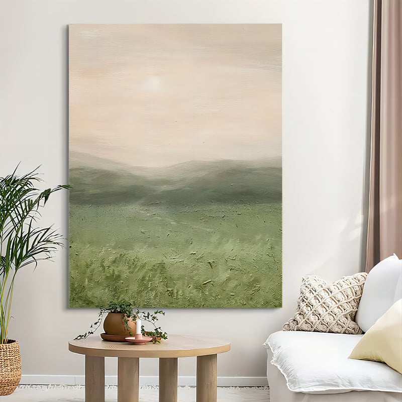 Large Green Landscape Oil Painting Large Green Landscape Textured Canvas Art Wabi-Sabi Art