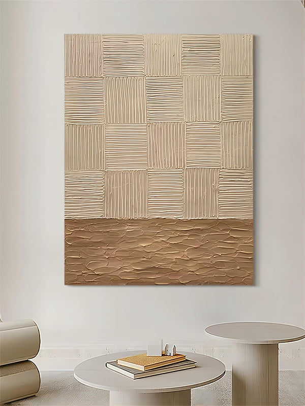 Brown 3D Abstract Art Brown 3D Minimalist Wall Art Brown Abstract Acrylic Canvas Painting