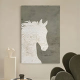 White Horse Acrylic Painting Modern Horse Home Decor Wabi-Sabi Wall Art Horse Minimalist Art