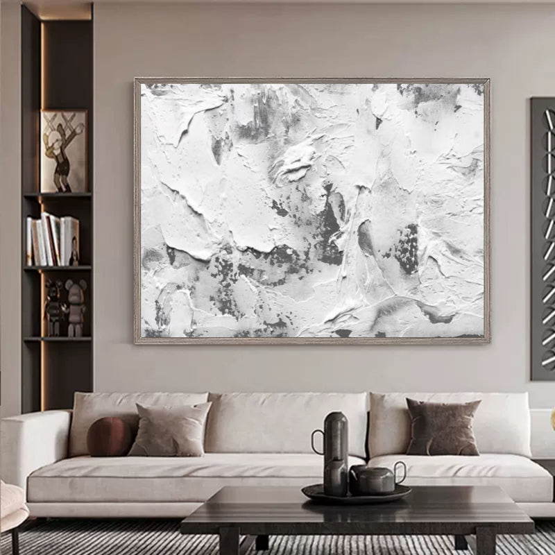 Large Gray and White 3D Abstract Painting minimal art Textured Wall Art WabiSabi Wall Decor Ideas