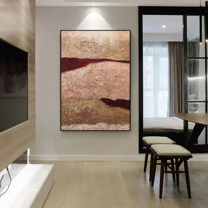 Large Brown 3D Minimalist abstract Art Brown 3D Texture Painting Wabi-Sabi Wall Art 3D Plaster Art