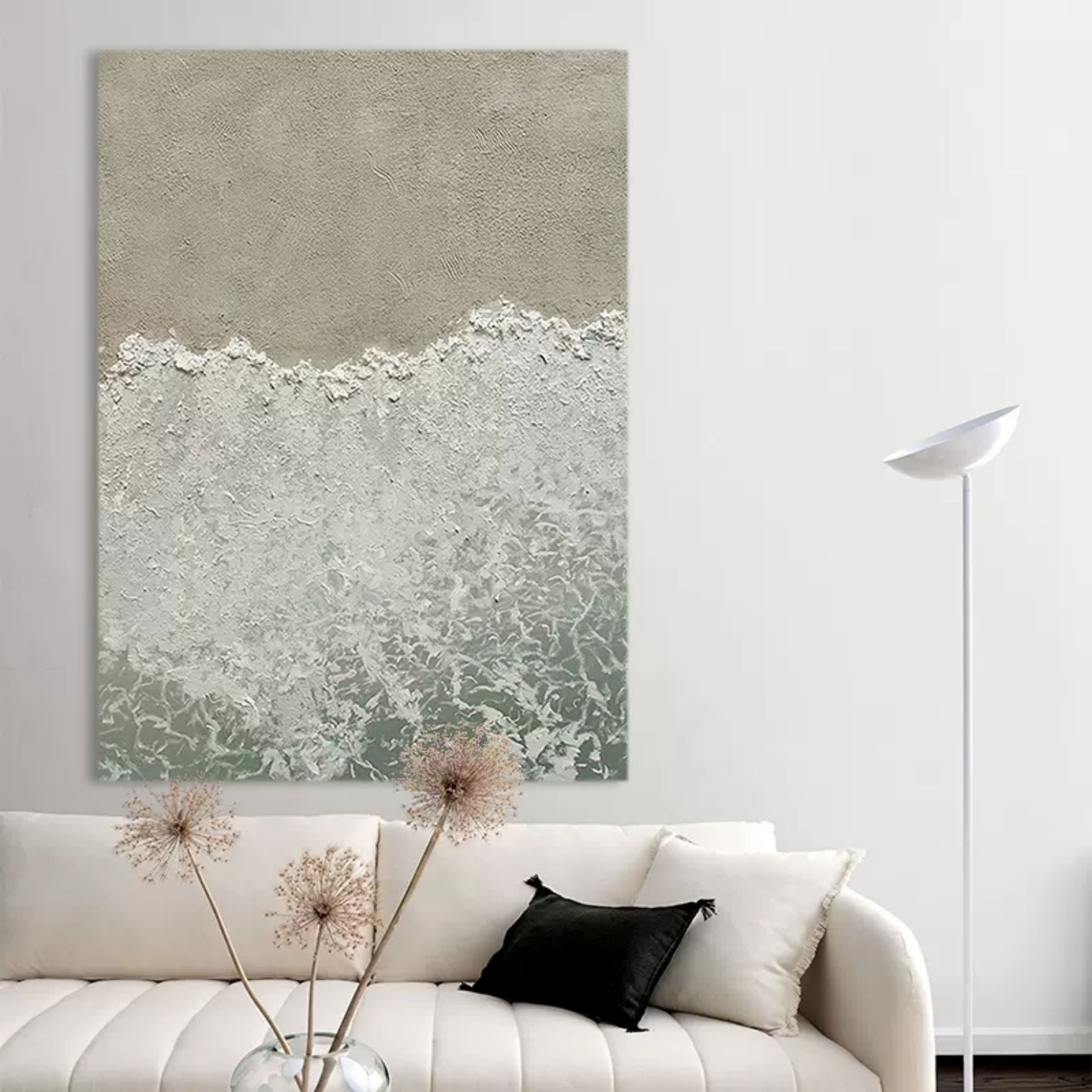 3D Ocean Wave Painting 3D Ocean Textured Acrylic Painting Wabi-sabi Wall Art Minimalism canvas Art