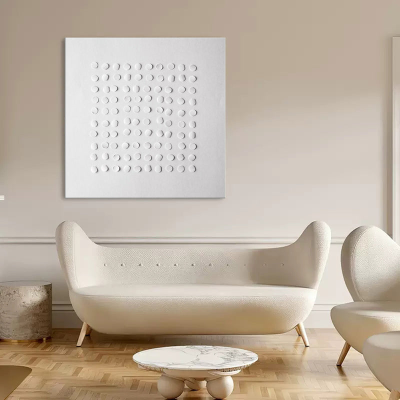 3D White Textured Canvas Painting Textured Wall Art White Oil Painting Minimalist Abstract Art