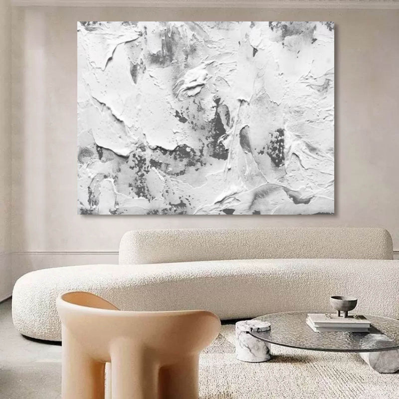 Large Gray and White 3D Abstract Painting minimal art Textured Wall Art WabiSabi Wall Decor Ideas