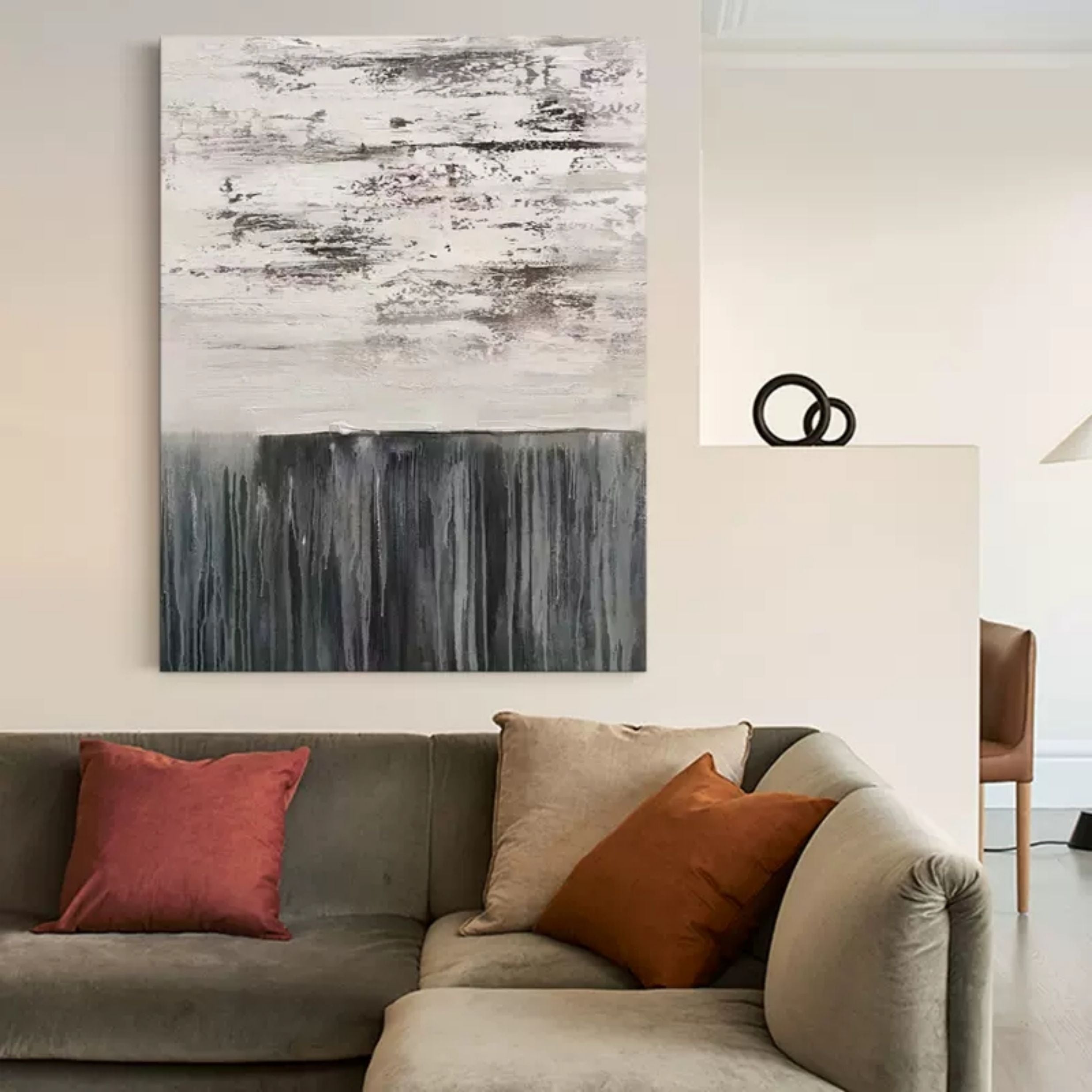 Wabi-Sabi Abstract Painting Gray 3D Minimalist Abstract Art Gray Textured Wall Art Gray Canvas Art