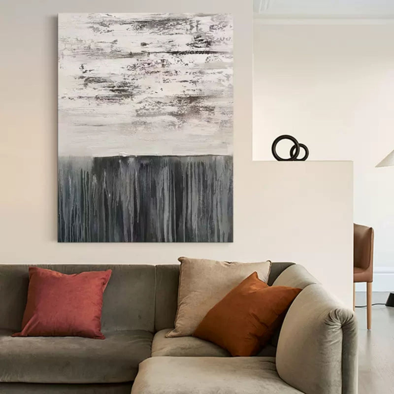 Wabi-Sabi Abstract Painting Gray 3D Minimalist Abstract Art Gray Textured Wall Art Gray Canvas Art
