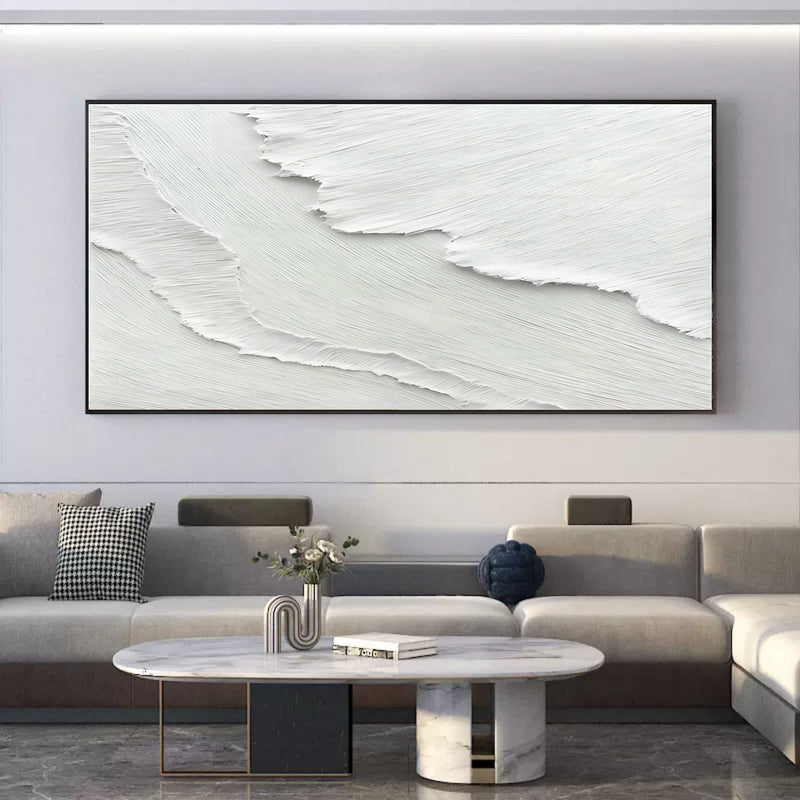 Oversized White 3D Abstract Art Plaster Wall Art 3D Textured Wall Art Living Room Wall Painting