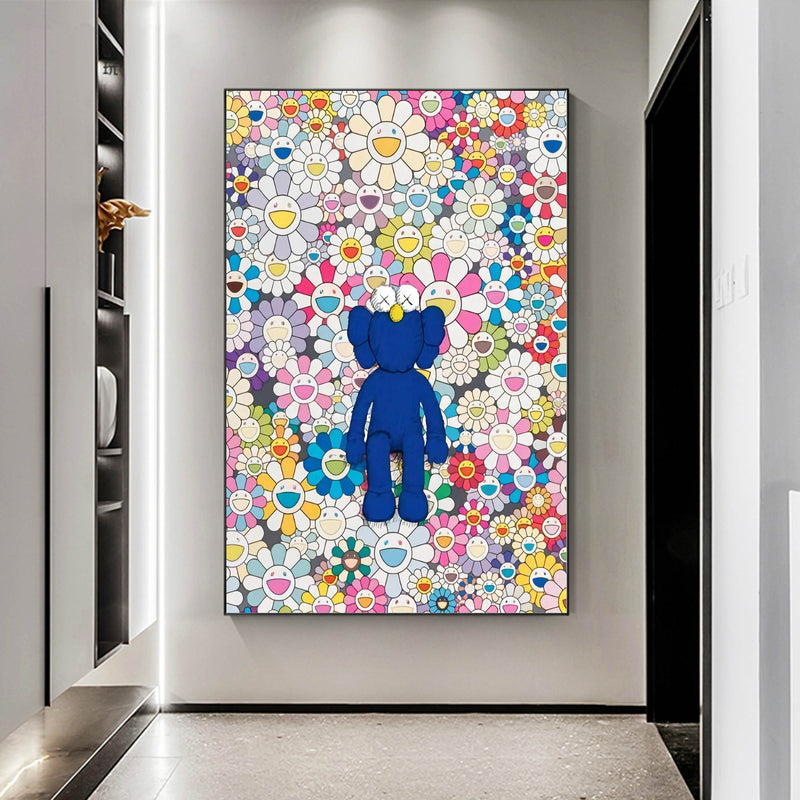 Colorful Kaws painting Colorful Kaws pop art Colorful Kaws3D Texture Wall Painting Kaws Canvas Art