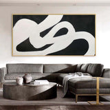 Large Black and White 3D Abstract Art Canvas Black and White Oil Painting Textured Abstract Wall Art