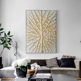 Gold and White 3D Abstract Art Gold and White Textured Acrylic Canvas Painting Luxury Home Wall Decor