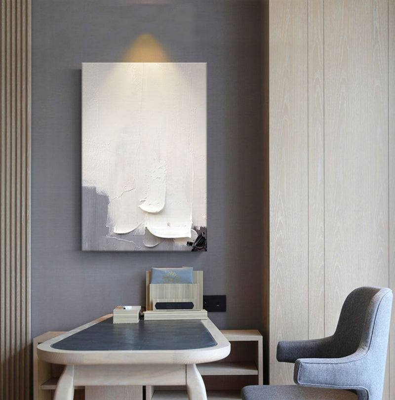 White 3D Minimalist abstract Art White 3D Abstract Art White 3D Textured Painting White Plaster Art