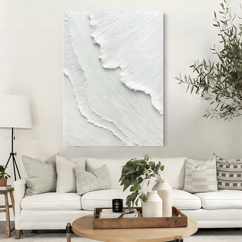 White 3D Plaster Painting White 3D Textured Abstract Art White 3D Minimalist Painting 3D Plaster Art