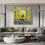 SpongeBob Cartoon Painting SpongeBob Wall Art Kaws Artwork Kaws Colorful Pop Art