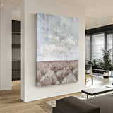 Large Gray 3D Abstract Painting Wabi-Sabi Wall Art Mixed Media Art Gray Textured Wall Decor Painting