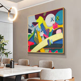 Kaws colorful pop art Kaws colorful pop painting Kaws pop wall art Kaws cartoon painting