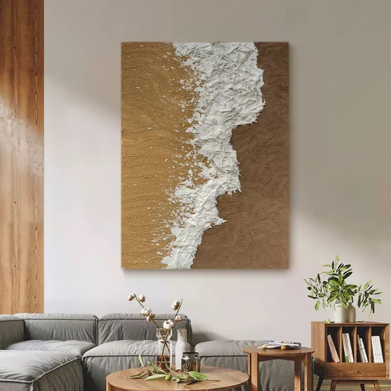 Large wabi-sabi abstract painting Large brown 3D textured wall art Large brown minimalist paintings