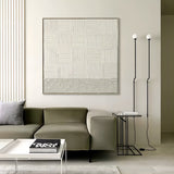White 3D Textured Wall Art White Plaster 3D Abstract Painting White 3D Minimalist Canvas Art