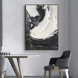 Black and White 3D Abstract Art Heavy Textured Acrylic Painting 3D Plaster Art Plaster Wall Art