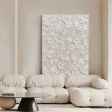 White Flower 3D Plaster Art 3D Flower Textured Acrylic Painting White Flower Plaster Wall Art